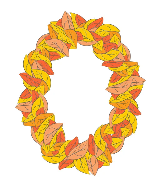 Sonbahar elips çerçeve izole. Sarı yapraklar arka plan 