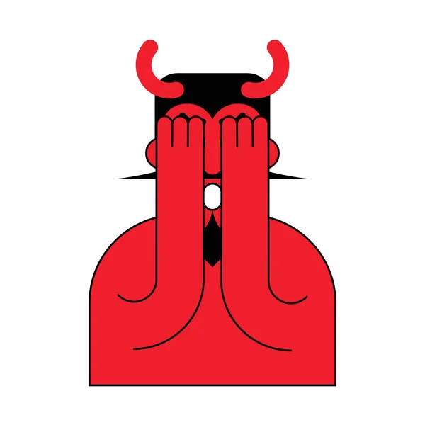 Diablo rojo OMG. Dios mío, Satán. demonio asustado — Vector de stock