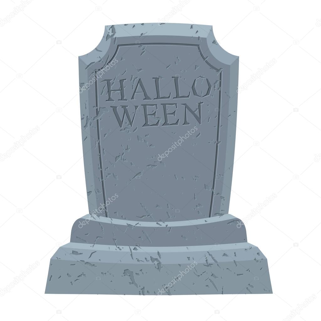 Halloween. Gravestone in cemetery. Illustration for terrible hol