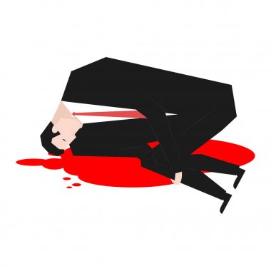İş adamı cinayeti. Kanlar içinde ölü patron. Vektör illust