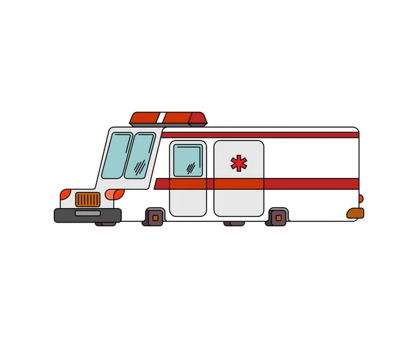 Автомобиль скорой помощи в стиле мультфильма. Векторная иллюстрация здравоохранения — стоковый вектор