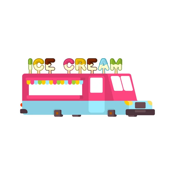 Eis Auto Food Truck. Fast-Food-Auto. Vektorillustration — Stockvektor