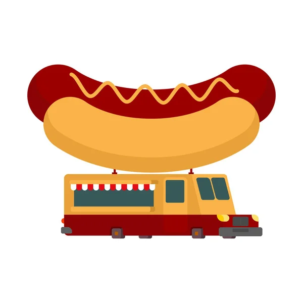 Hot dog car food truck. Fast food car. Vector illustration — Stock Vector