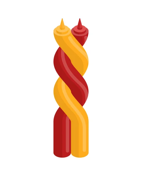 Ketchup und Senf verdrehen Umarmungen. Fast Food. Vektor illustratio — Stockvektor