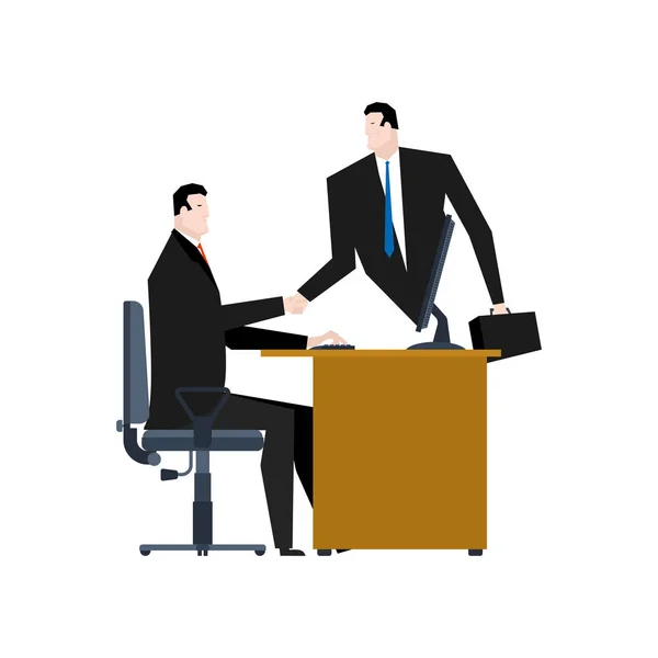 Online business. Web agreement. Handshake of businessmen. Boss f — Stock Vector