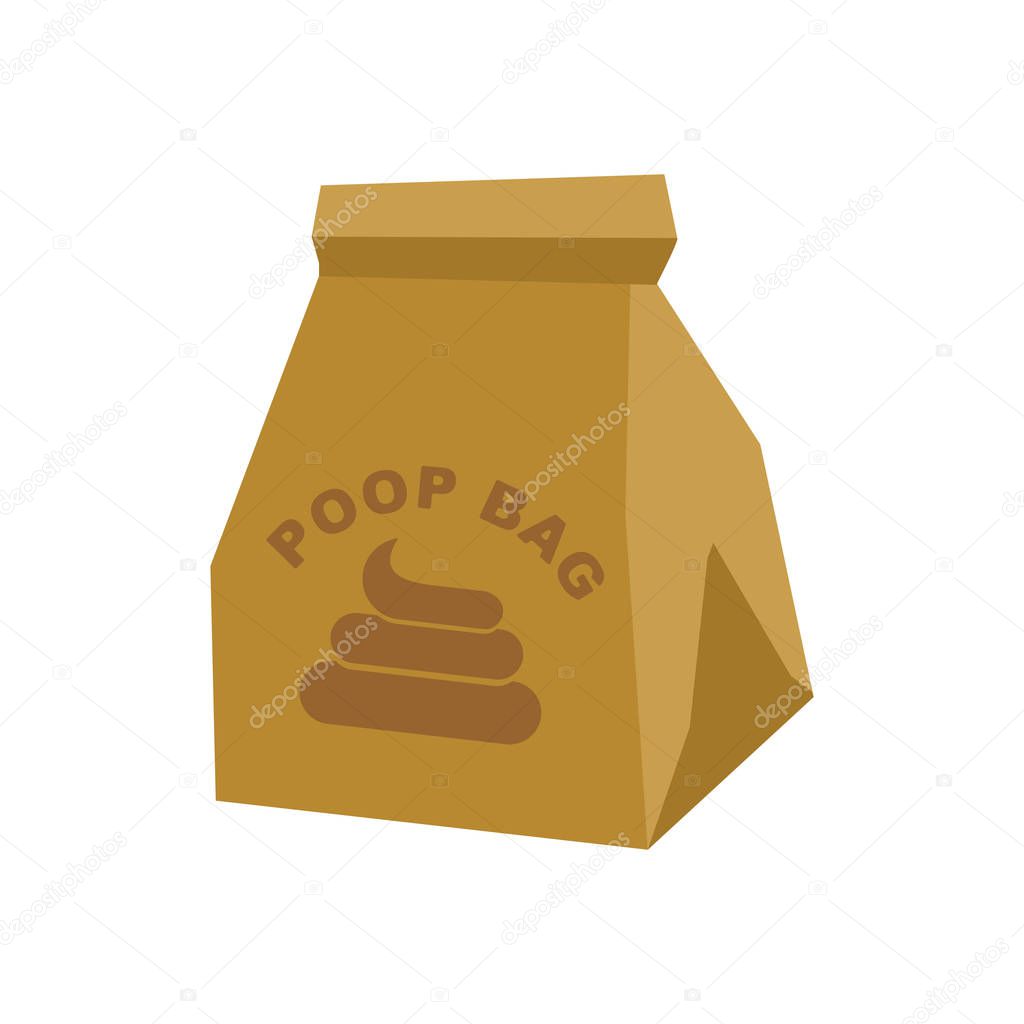 Poop bag. Bag for canine shit isolated. Vector illustration
