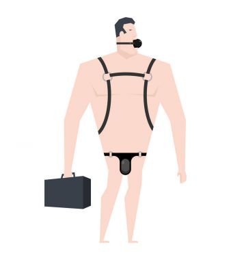 İşadamı Bdsm köle. Deri bandaj patron. Adu için seksi Oyunlar