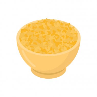 Bulgur ahşap kase izole. Kabuğu çıkarılmış tane ahşap tabak içinde. Tahıl wh üzerinde