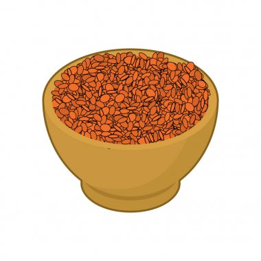 Ahşap kase izole kırmızı mercimek. Kabuğu çıkarılmış tane ahşap tabak içinde. Tahıl 