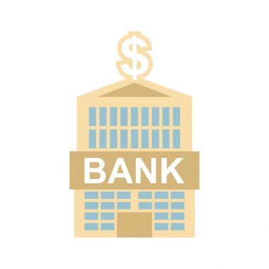 izole Banka Binası. Finansal kurum. Vektör illustrati