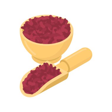 Ahşap kase ve kaşık kuru fasulye. Kabuğu çıkarılmış tane ahşap tabak ve shov