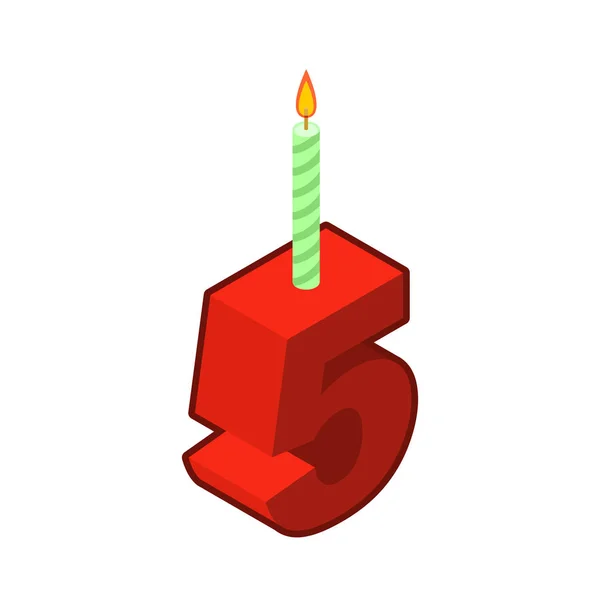 5 の番号と誕生日の蝋燭。休日の地図作成のための 5 つの数字 — ストックベクタ