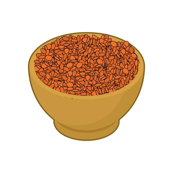 Ahşap kase izole kırmızı mercimek. Kabuğu çıkarılmış tane ahşap tabak içinde. Tahıl 