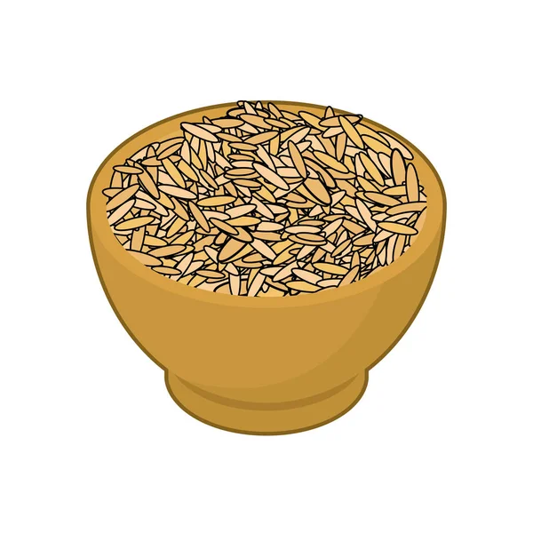 燕麦中分离的木碗。在木盘子里的去壳。在白色的粮食 — 图库矢量图片