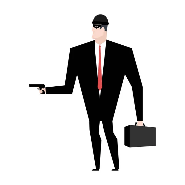 Businessman robber. Business robbery. Boss criminal. Vector illu — Stock Vector