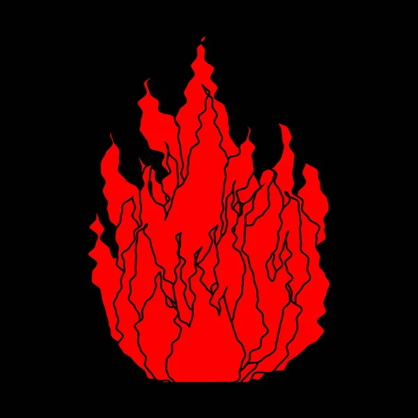Símbolo de fogo isolado. Chama no fundo preto. Vector illustra — Vetor de Stock