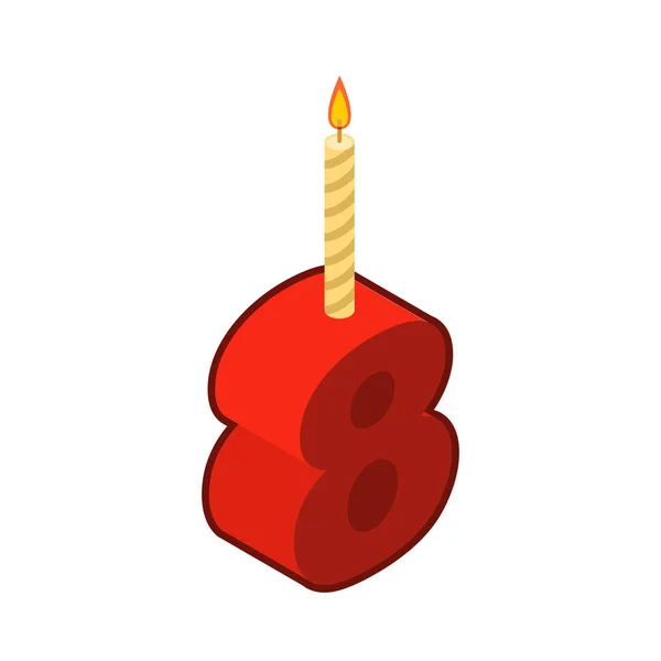 8 номеров и свечи на день рождения. восемь цифр для праздничной тележки — стоковый вектор