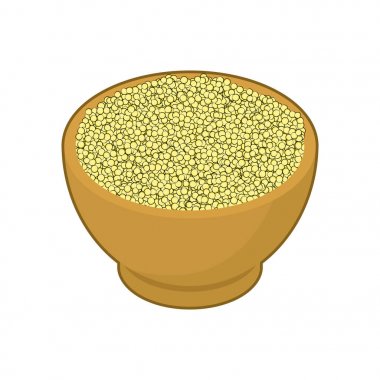 Cuscus ahşap kase izole. Kabuğu çıkarılmış tane ahşap tabak içinde. Tahıl wh üzerinde