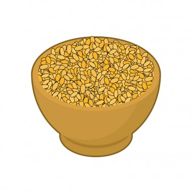 Bulgur ahşap kase izole. Kabuğu çıkarılmış tane ahşap tabak içinde. Tahıl wh üzerinde