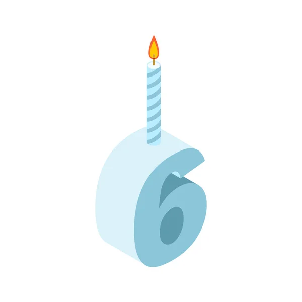 6 número y velas para el cumpleaños. seis cifras para el coche de vacaciones — Vector de stock