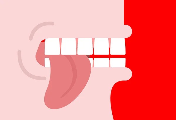 Zunge beißen. Zähne zusammenbeißen. Klappe halten. Vektorillustration. — Stockvektor