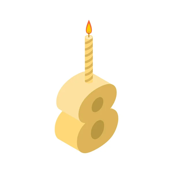 8 номеров и свечи на день рождения. восемь цифр для праздничной тележки — стоковый вектор