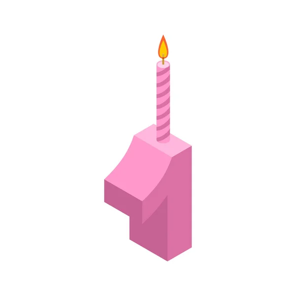 1 номер и свечи на день рождения. одна фигура для праздничного картона — стоковый вектор