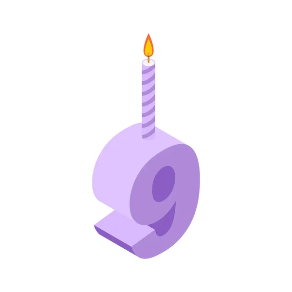9 номеров и свечи на день рождения. Девять цифр для праздничного карто — стоковый вектор