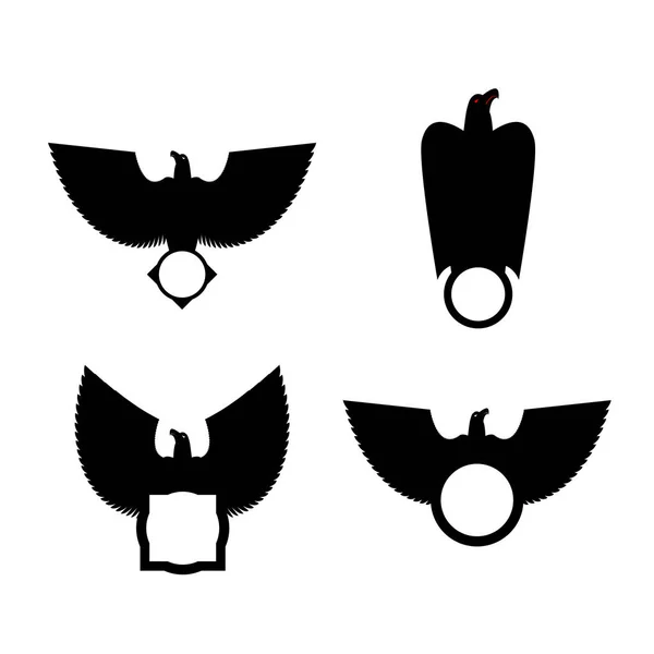 Orel a kruh emblém šablony set. Symbol na jestřába. Vektorové ilustrace — Stockový vektor