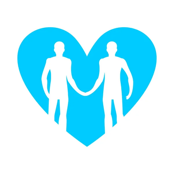 Gay love. LGBT heart. Guys hold hands. Together forever. Vector — Stock Vector