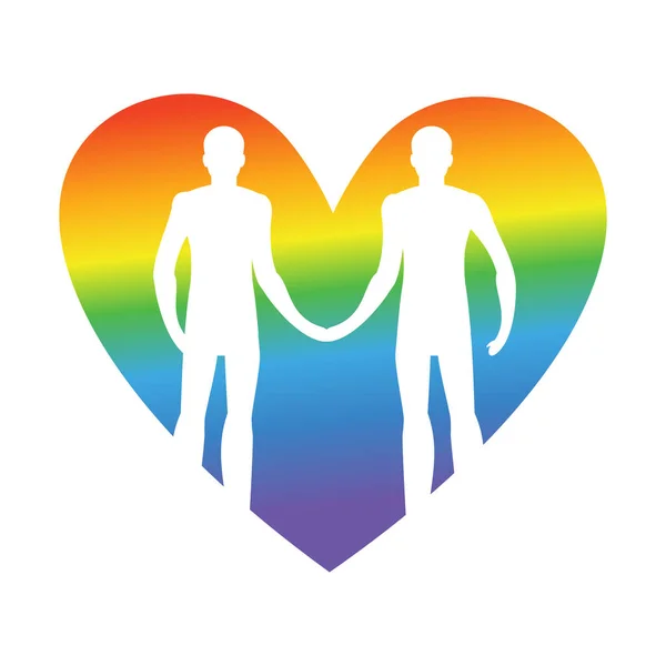 Геи любят. ЛГБТ-сердце. Парни держатся за руки. Вместе навсегда. Вектор — стоковый вектор
