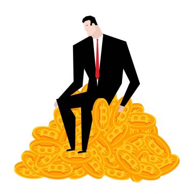 Bitcoins bir grup iş adamı. Kripto para birimi kar çok.