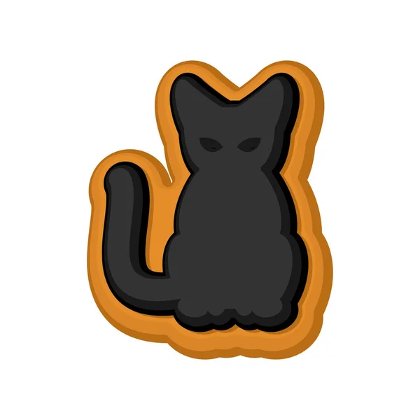 Biscoito de Halloween Gato preto. Biscoitos de férias terríveis. Vetor —  Vetores de Stock