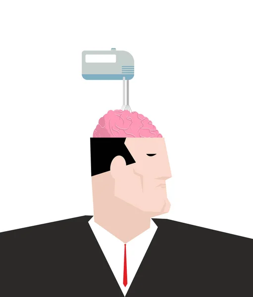 Mezclador y cerebro. Mezcla tus cerebros y pensamientos. Vector illustrati — Vector de stock