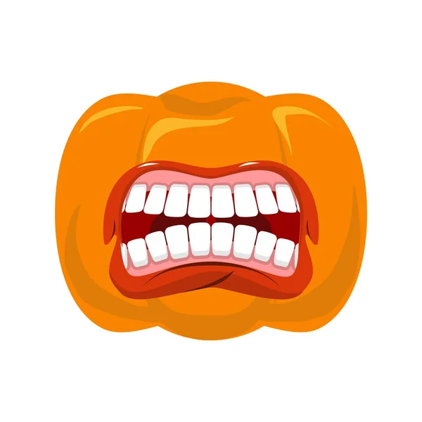 Pumpkin screams  open mouth for Halloween. pumpkin shout. Vector — Stock Vector