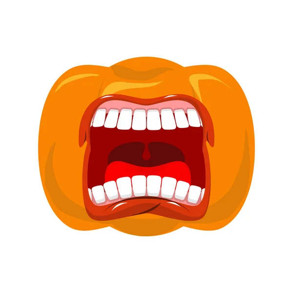 Pumpkin screams  open mouth for Halloween. pumpkin shout. Vector — Stock Vector