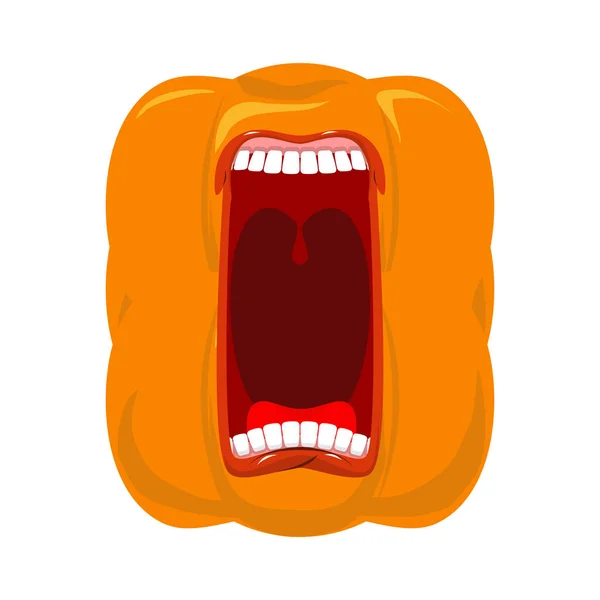 Citrouille crie bouche ouverte pour Halloween. cri de citrouille. Vecteur — Image vectorielle