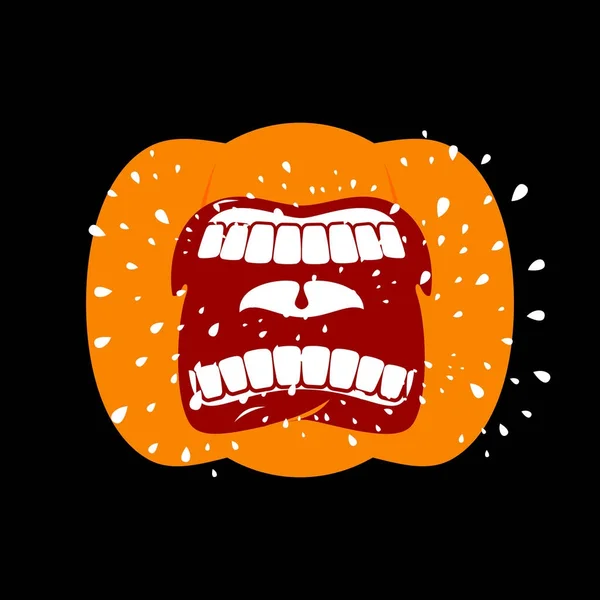 Abóbora grita boca aberta para o Halloween. grito de abóbora. Vetor — Vetor de Stock