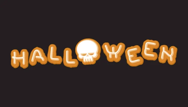 Symbole de lettrage cookie Halloween. Typographie des cookies lettres — Image vectorielle