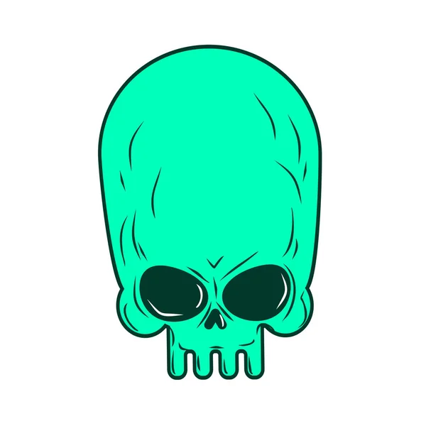 Crânio alienígena isolado. Esqueleto de cabeça de OVNI. Ilustração vetorial — Vetor de Stock