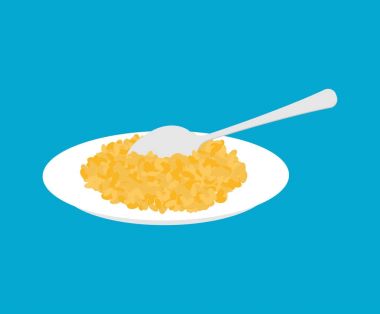 Bulgur lapası tabak ve kaşık izole. Br için sağlıklı gıda
