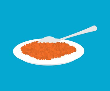 Kırmızı mercimek tabak ve kaşık yulaf lapası izole. Sağlıklı gıda f
