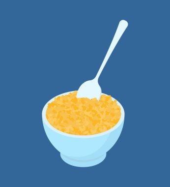 Bulgur lapası ve kaşık izole kase. Bre için sağlıklı gıda