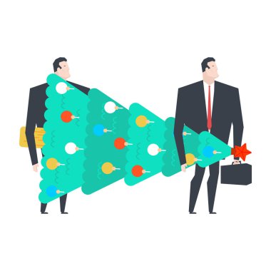 Yeni yıl şirket parti. İşadamı holding Noel ağacı. C