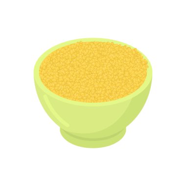 Darı tahıl izole kase. Kahvaltı için sağlıklı yemek. Vect