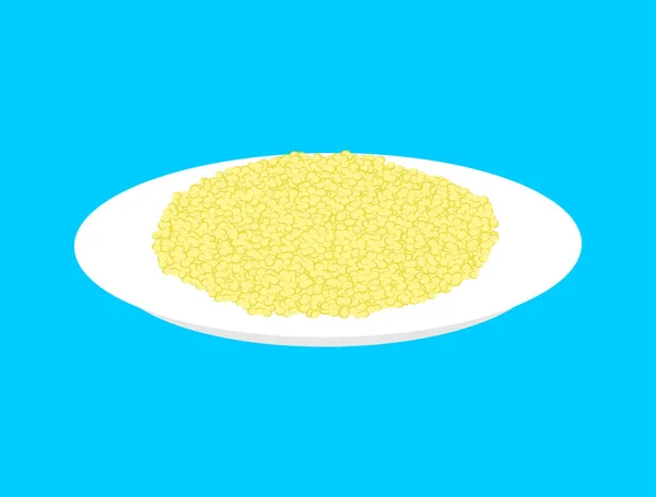 Cereales cuscús en plato aislado. Comida saludable para desayunar. V. — Vector de stock