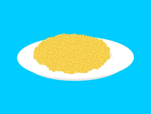 Céréales de millet dans une assiette isolée. Aliments sains pour le petit déjeuner. Végétaux — Image vectorielle