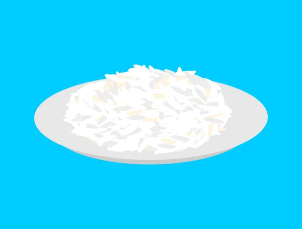 Cereales de arroz Basmati en plato aislado. Comida saludable para desayunos — Vector de stock