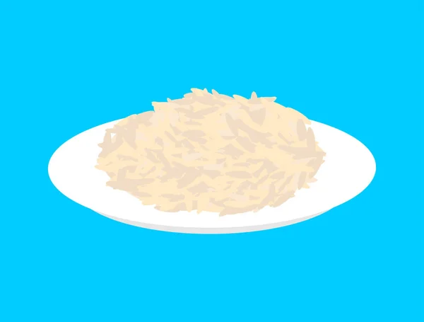 Céréales de riz brun dans une assiette isolée. Aliments sains pour le petit déjeuner . — Image vectorielle