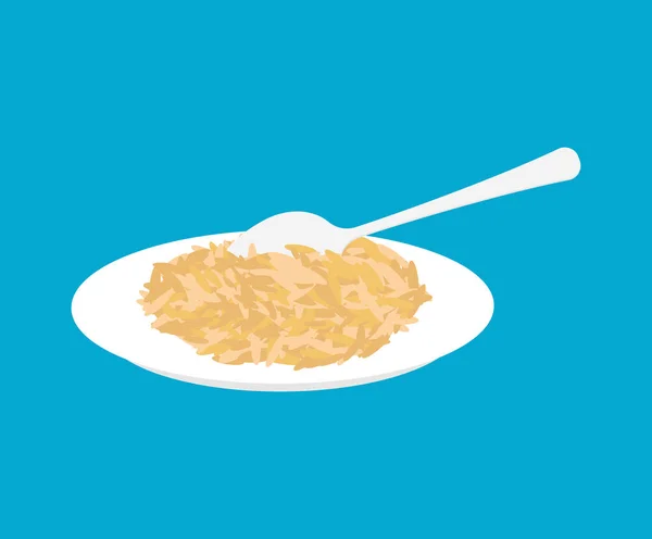 Porridge d'avoine dans une assiette et une cuillère isolées. Aliments sains pour pause — Image vectorielle